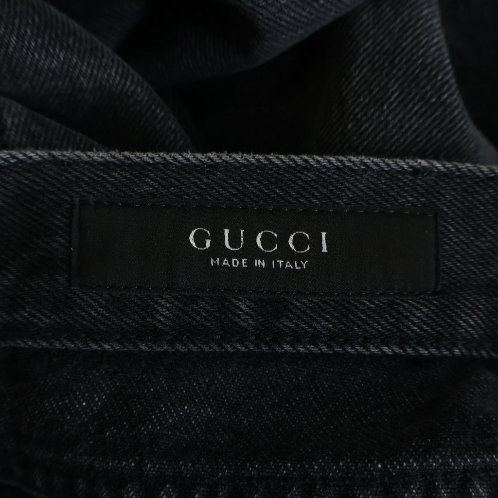GUCCI(グッチ) 26SS COTTON DENIM PANTS WITH HORSEBIT DETAIL ホースビット ディテール ボタンフライ コットンデニムパンツ ブラック 860844 XDDF1