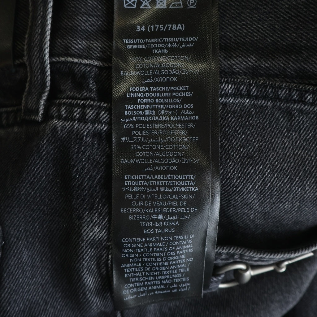 GUCCI(グッチ) 26SS COTTON DENIM PANTS WITH HORSEBIT DETAIL ホースビット ディテール ボタンフライ コットンデニムパンツ ブラック 860844 XDDF1