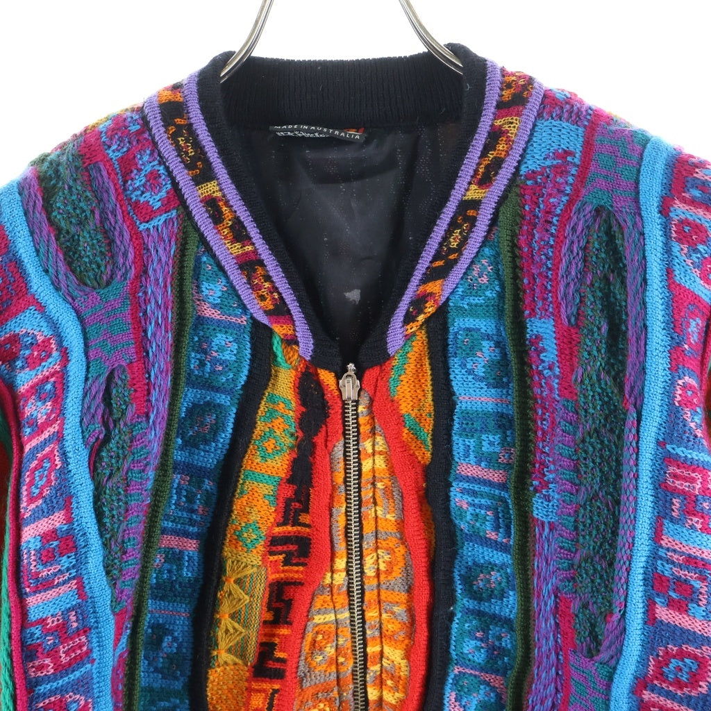 COOGI(クージー) 3Dニット フロントジップアップジャケット ニット切替ブルゾン マルチカラー