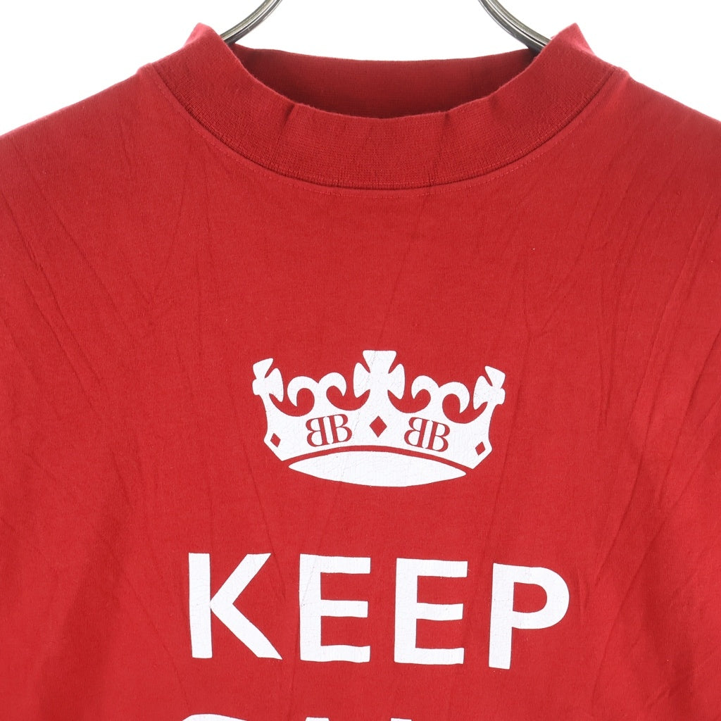 BALENCIAGA(バレンシアガ) 24AW OVERSIZED KEEP CALM T-SHIRT オーバーサイズ キープカーム BBロゴ英字プリント クルーネック半袖Tシャツ カットソー レッド 787349 TRVC6