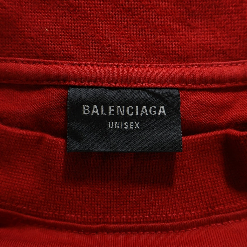BALENCIAGA(バレンシアガ) 24AW OVERSIZED KEEP CALM T-SHIRT オーバーサイズ キープカーム BBロゴ英字プリント クルーネック半袖Tシャツ カットソー レッド 787349 TRVC6
