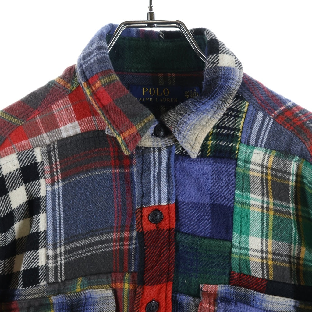 POLO RALPH LAUREN(ポロラルフローレン) コットンフランネル チェック柄 パッチワーク切替 フロントポケットシャツ マルチカラー XS