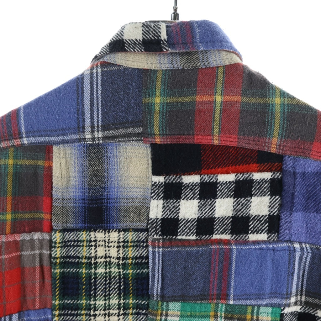 POLO RALPH LAUREN(ポロラルフローレン) コットンフランネル チェック柄 パッチワーク切替 フロントポケットシャツ マルチカラー XS