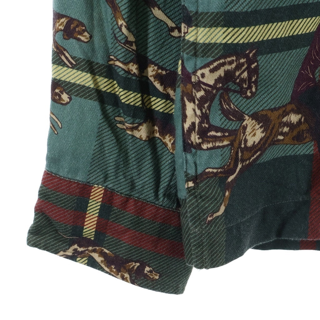 POLO RALPH LAUREN(ポロラルフローレン) CLASSIC FIT EQUESTRIAN PLAID TWILL SHIRT クラシックフィット エクエストリアン プレイド ツイル チェック柄 オープンカラー 長袖シャツ グリーン