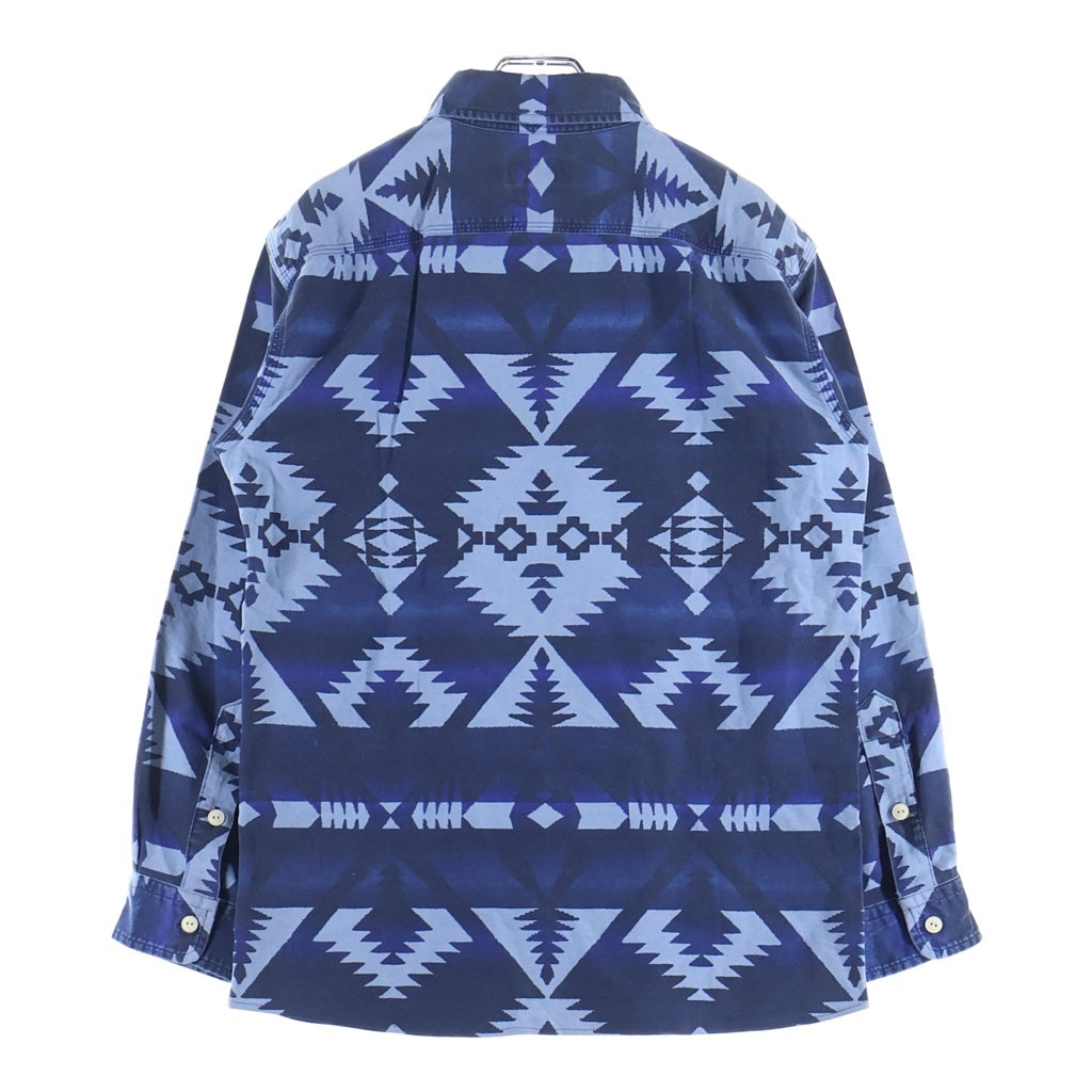 POLO RALPH LAUREN(ポロラルフローレン) AZTEC BLUE PRINT L/S SHIRT アズテック ネイティブ柄 ロングスリーブ 長袖シャツ ブルー
