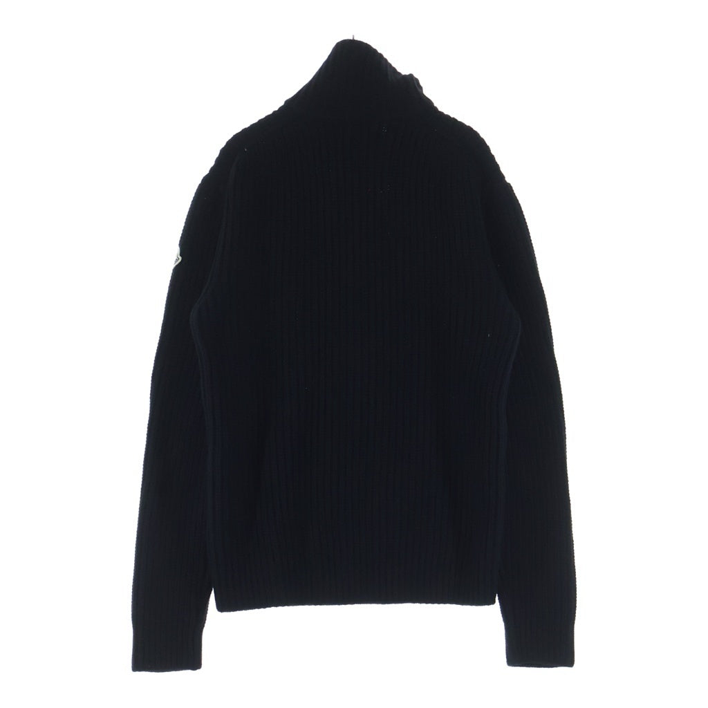 MONCLER(モンクレール) 21AW T-NECK ロゴワッペン Tネックハーフジップニット セーター ブラック G20919A00003