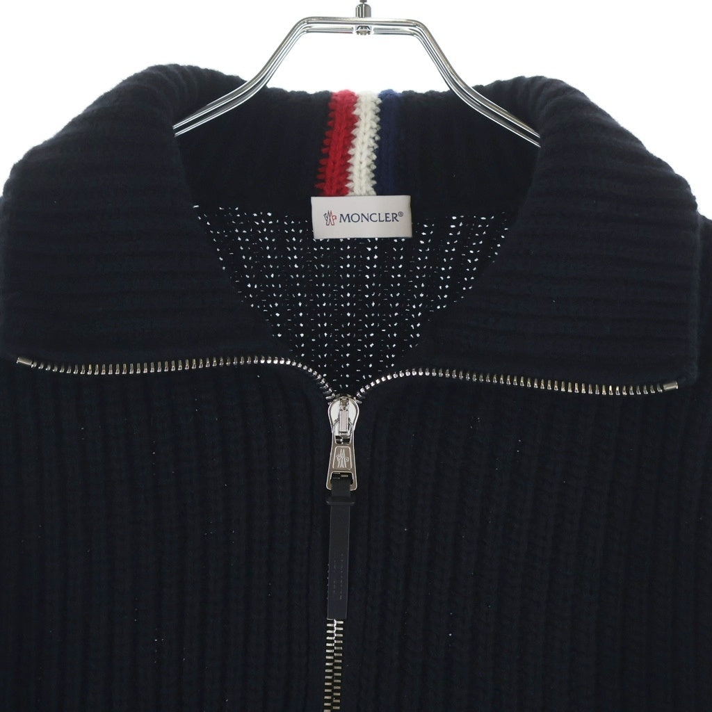 MONCLER(モンクレール) 21AW T-NECK ロゴワッペン Tネックハーフジップニット セーター ブラック G20919A00003