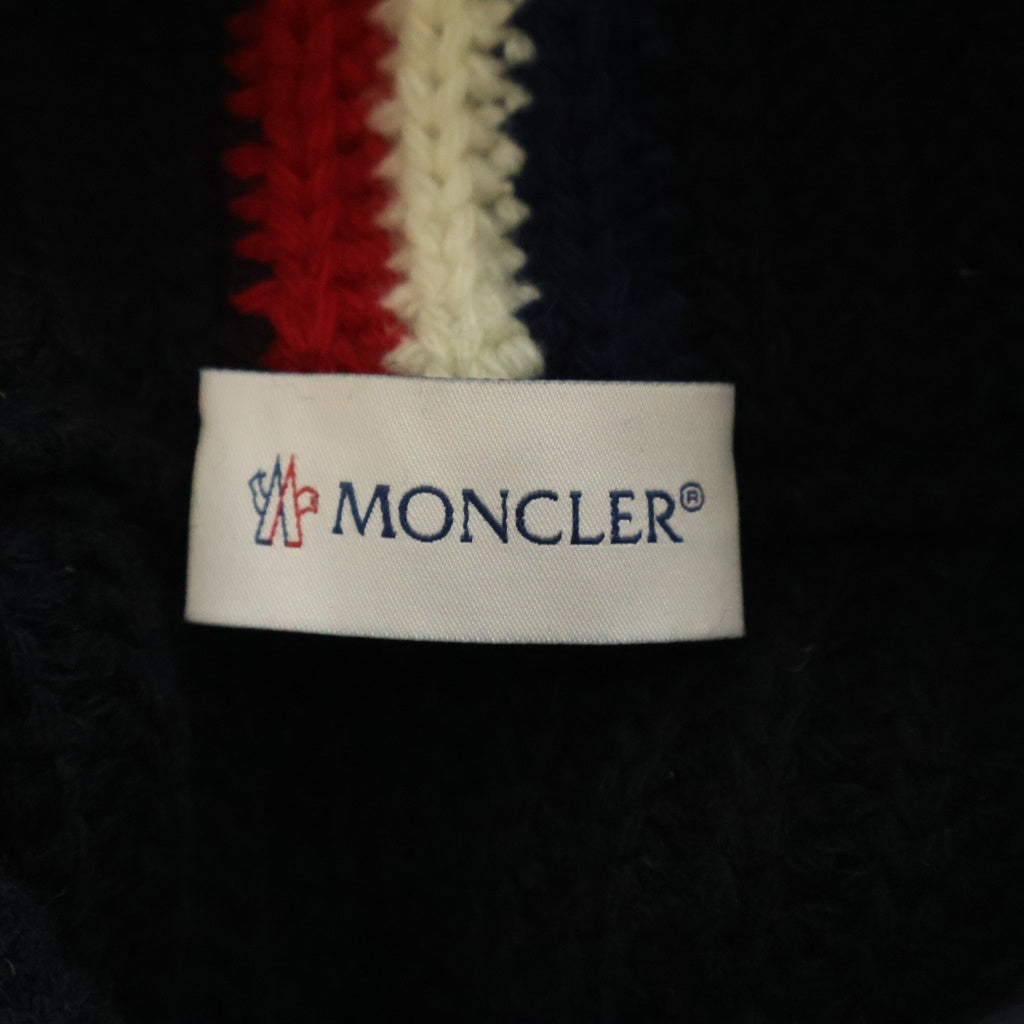 MONCLER(モンクレール) 21AW T-NECK ロゴワッペン Tネックハーフジップニット セーター ブラック G20919A00003