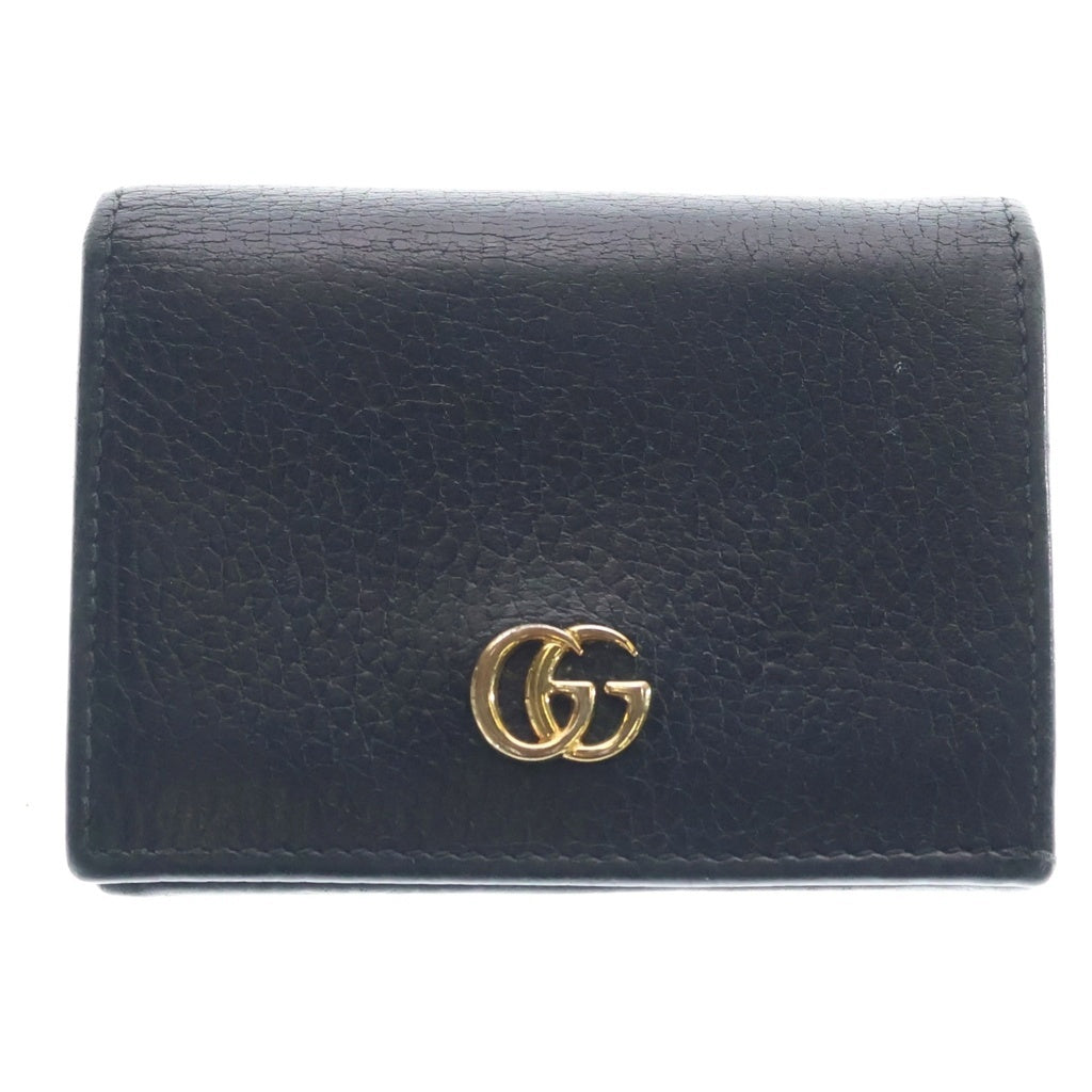 GUCCI(グッチ) GG マーモント 二つ折り ミニウォレット 財布 ブラック/ゴールド 456126-493075 493075