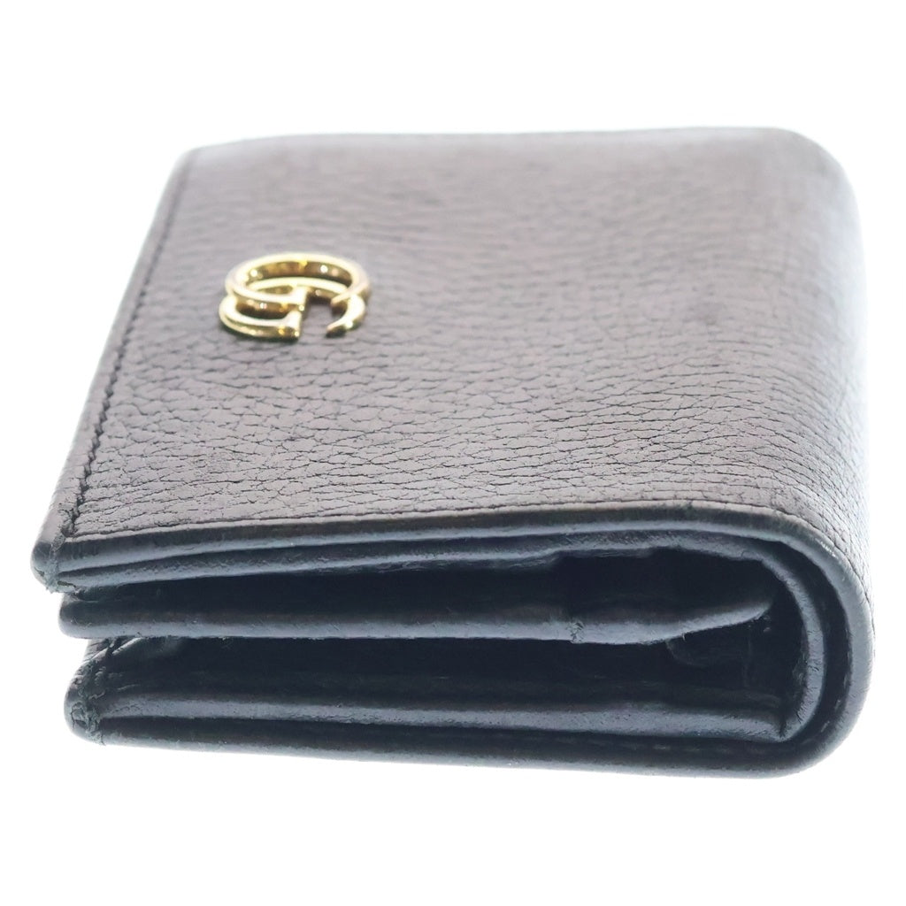 GUCCI(グッチ) GG マーモント 二つ折り ミニウォレット 財布 ブラック/ゴールド 456126-493075 493075