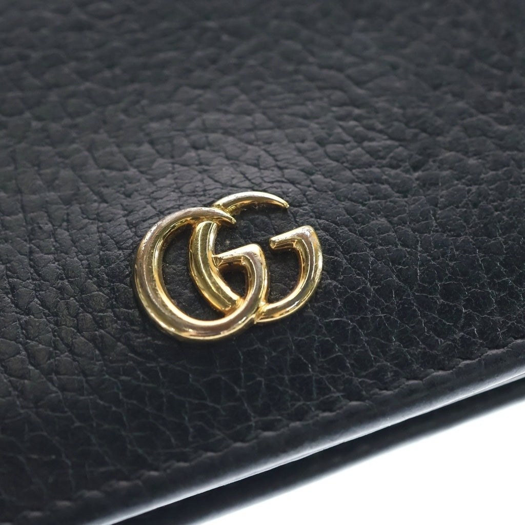 GUCCI(グッチ) GG マーモント 二つ折り ミニウォレット 財布 ブラック/ゴールド 456126-493075 493075