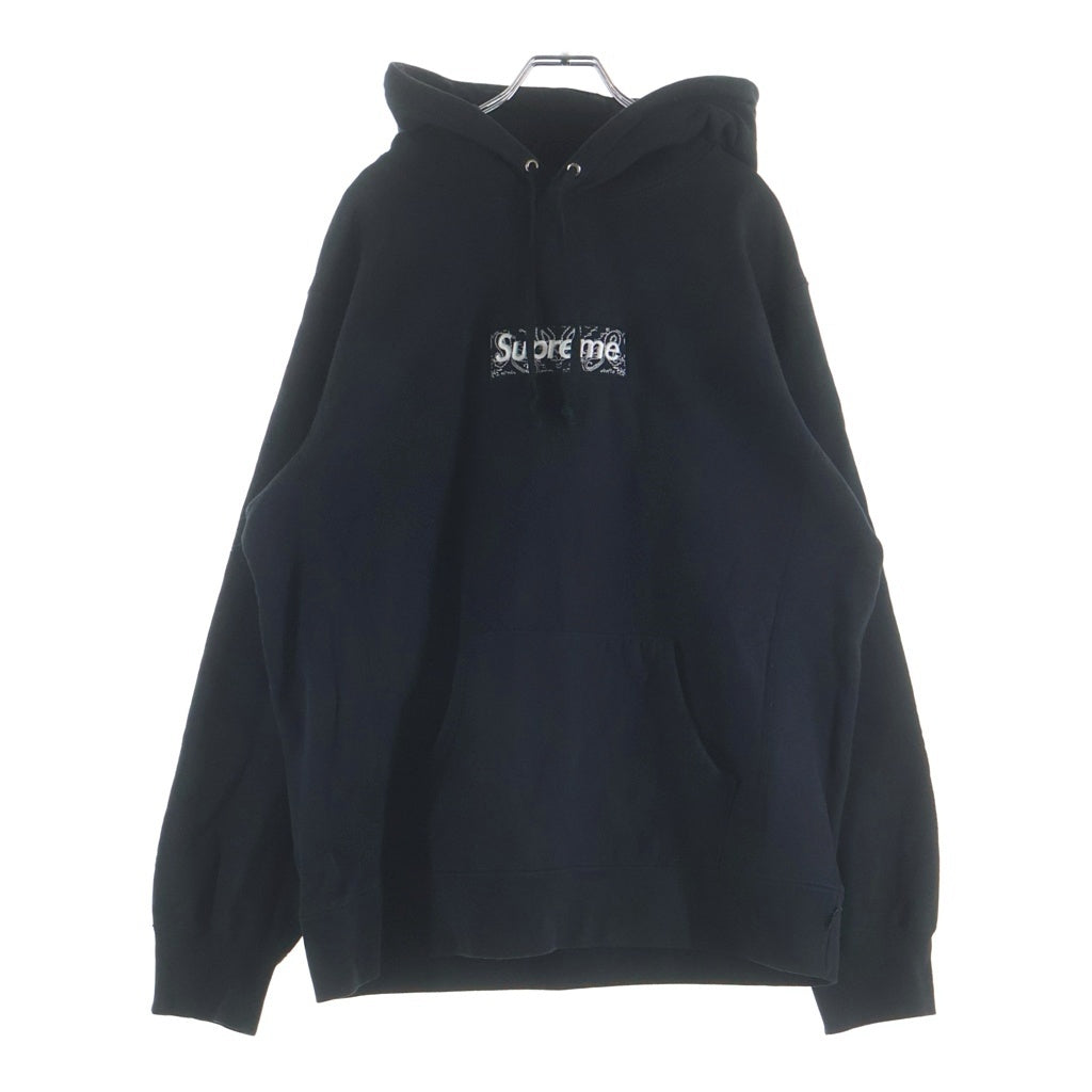 SUPREME(シュプリーム) 19AW Bandana Box Logo Hooded Sweatshirt バンダナボックスロゴエンブロイダリー フーデッドスウェットシャツ パーカー ブラック