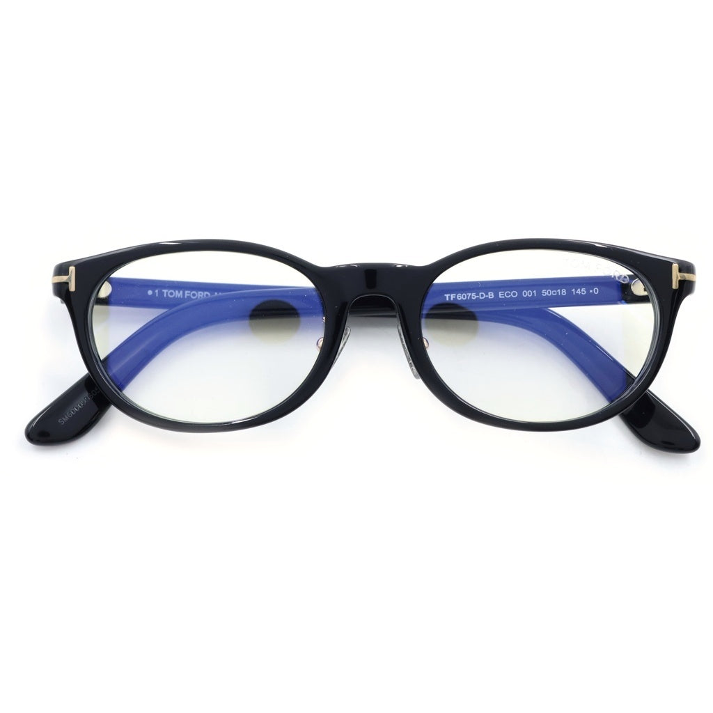 TOM FORD(トムフォード) TF6075-D-B アジアンフィット オーバルフレーム クリアレンズ サングラス メガネ ブラック