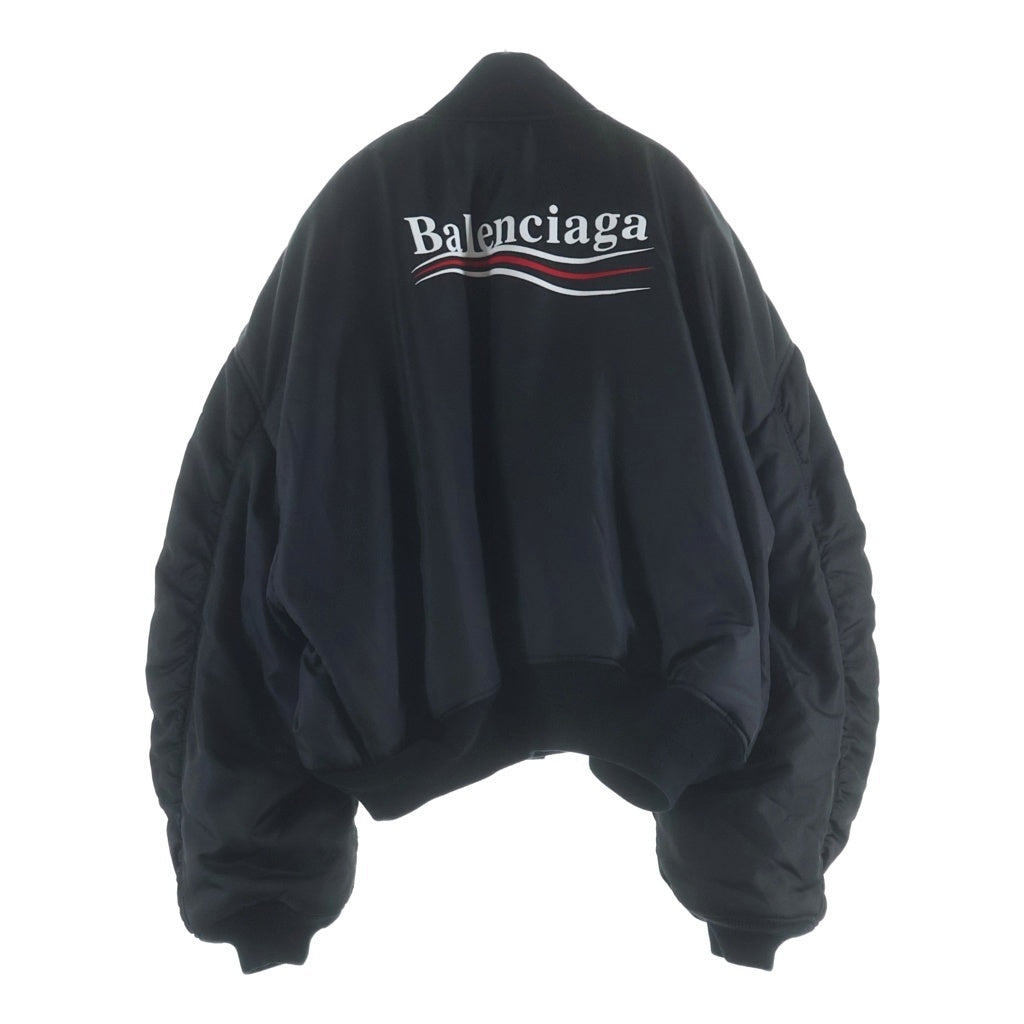 BALENCIAGA(バレンシアガ) 23AW POLITICAL CAMPAIGN VARSITY BOMBER JACKET ポリティカル キャンペーン バーシティ ボンバー ジャケット ブラック WE0-758940