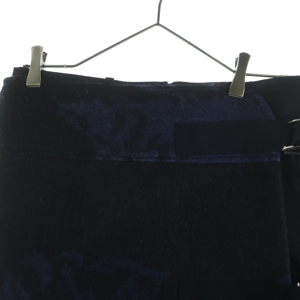 Sacai(サカイ) SAMPLE ウール 総柄 ラップ風スカート キュロット レディース ブルー/ブラック