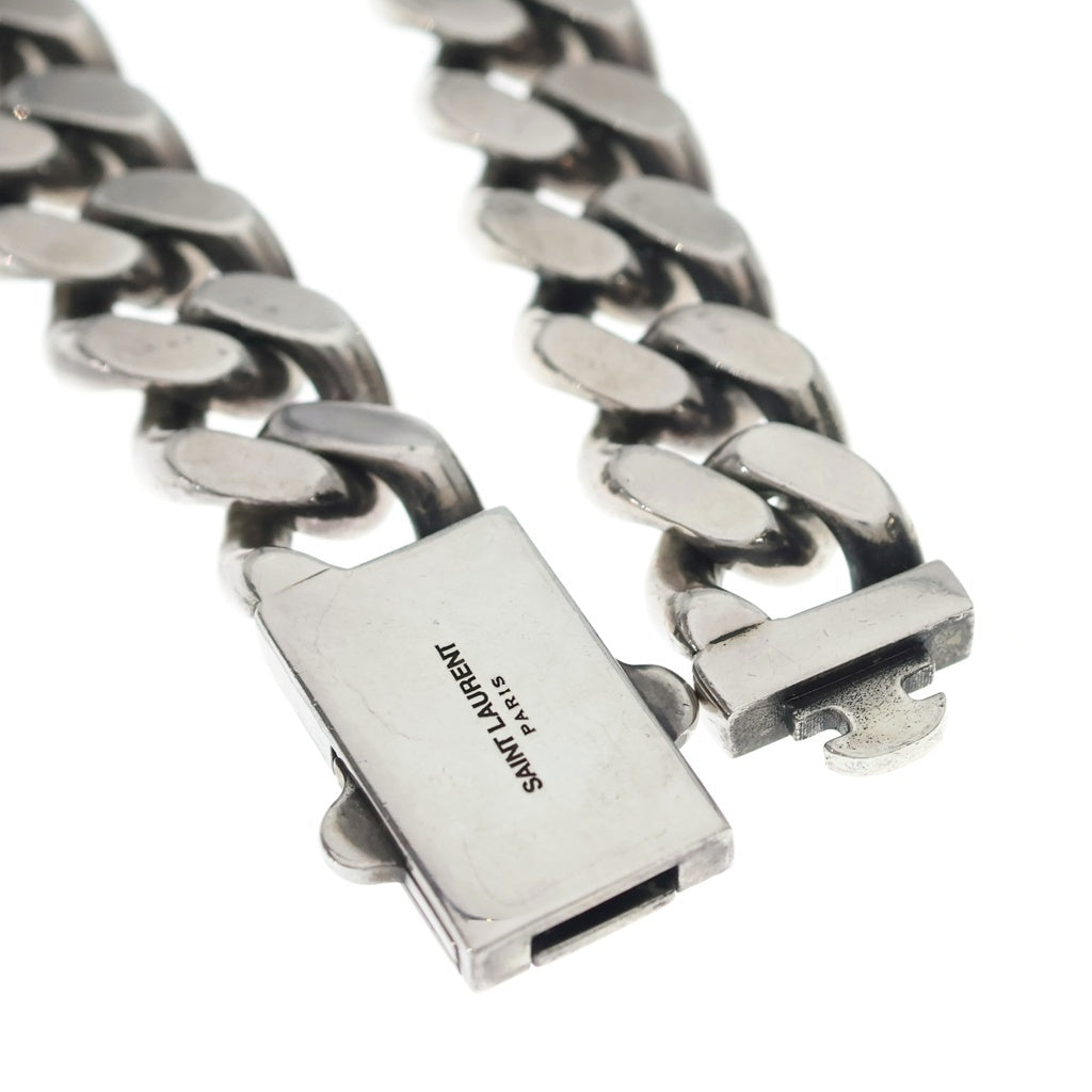 SAINT LAURENT PARIS(サンローランパリ) METAL CURB CHAIN NECKLACE カーブチェーンネックレス チョーカー シルバー 691326