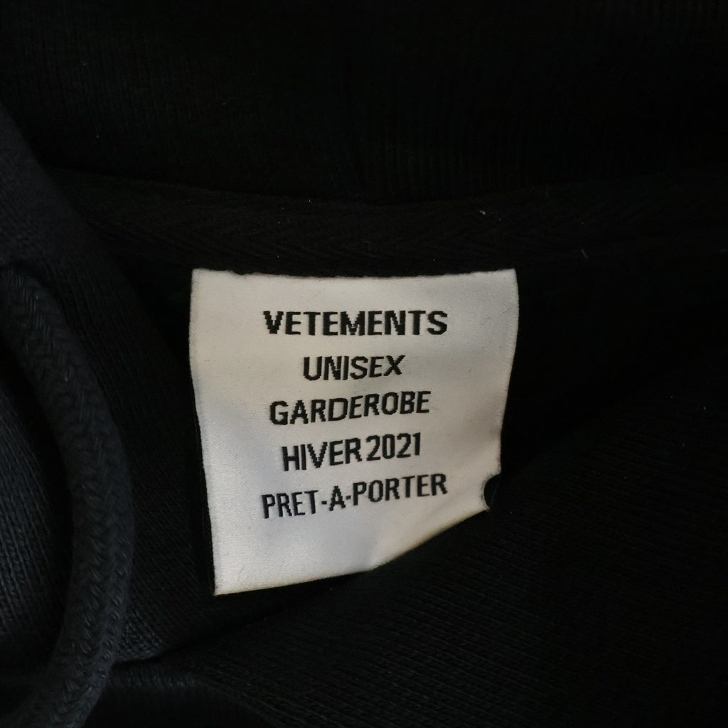 VETEMENTS(ヴェトモン) 21AW CENSORED HOODIE センサーフード プルオーバースウェットパーカー フーディー ブラック UAH21TR583