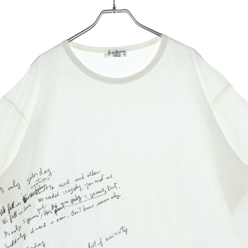 Yohji Yamamoto POUR HOMME(ヨウジヤマモト プールオム) 19SS 英字PT 丸半 クルーネック半袖Tシャツ カットソー ホワイト HH-T36-085