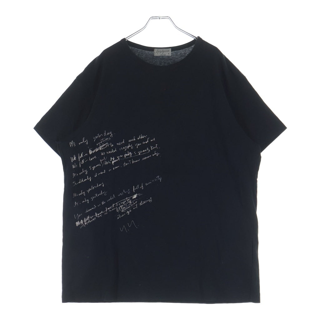 Yohji Yamamoto POUR HOMME(ヨウジヤマモト プールオム) 19SS 英字PT 丸半 クルーネック半袖Tシャツ カットソー ブラック HH-T36-085