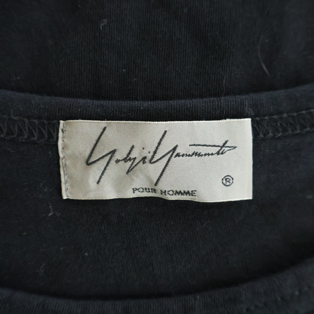 Yohji Yamamoto POUR HOMME(ヨウジヤマモト プールオム) 19SS 英字PT 丸半 クルーネック半袖Tシャツ カットソー ブラック HH-T36-085