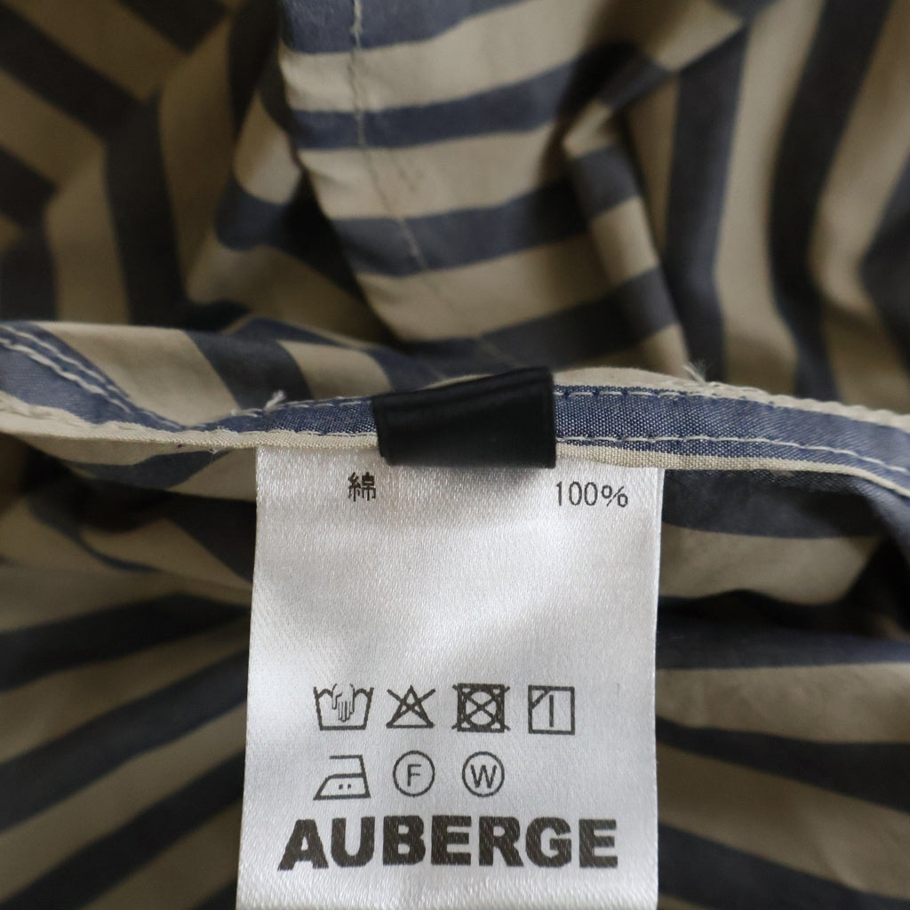 AUBERGE(オーベルジュ) ストライプ ロングスリーブ コットンシャツ ベージュ/ネイビー