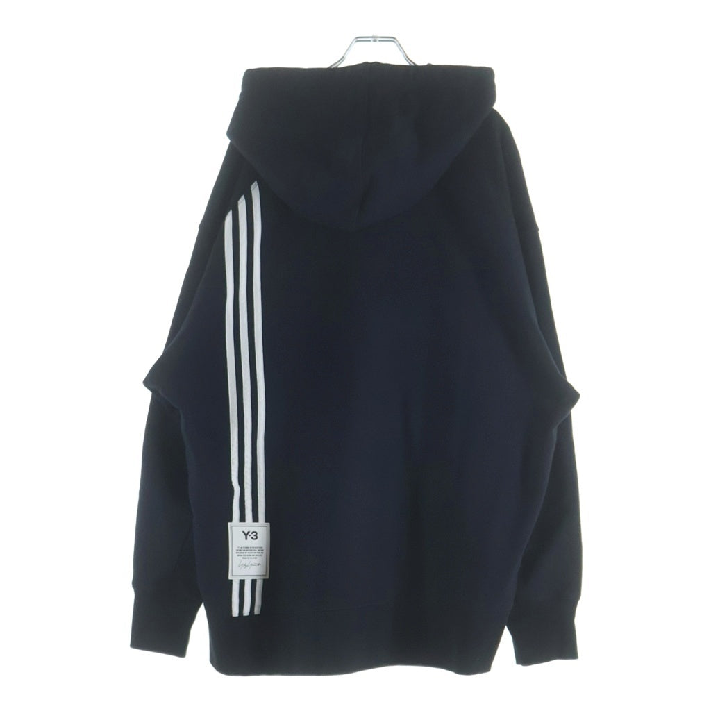 Y-3(ワイスリー) 21SS M 3 STP TERRY HOODIE サイドストライプ プルオーバースウェットパーカー フーディー ブラック H16340