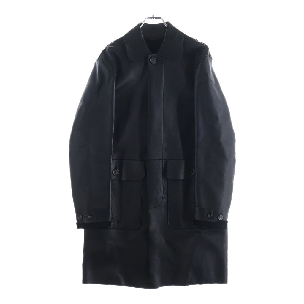 DSQUARED2(ディースクエアード) シープレザー 比翼 ステンカラーコート ブラック S71AA0180