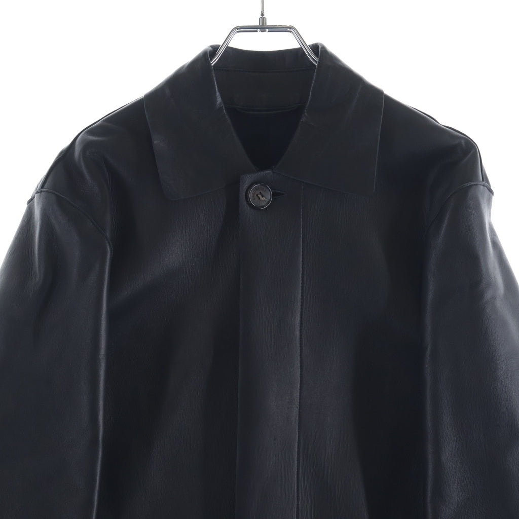DSQUARED2(ディースクエアード) シープレザー 比翼 ステンカラーコート ブラック S71AA0180