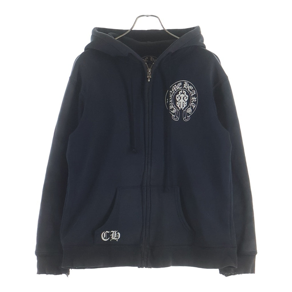 CHROME HEARTS(クロムハーツ) OLD SWTSHRT HD ZIP オールド 裏地サーマル 星条旗 ホースシュープリント ダガージップ スウェット ジップアップパーカー ブラック