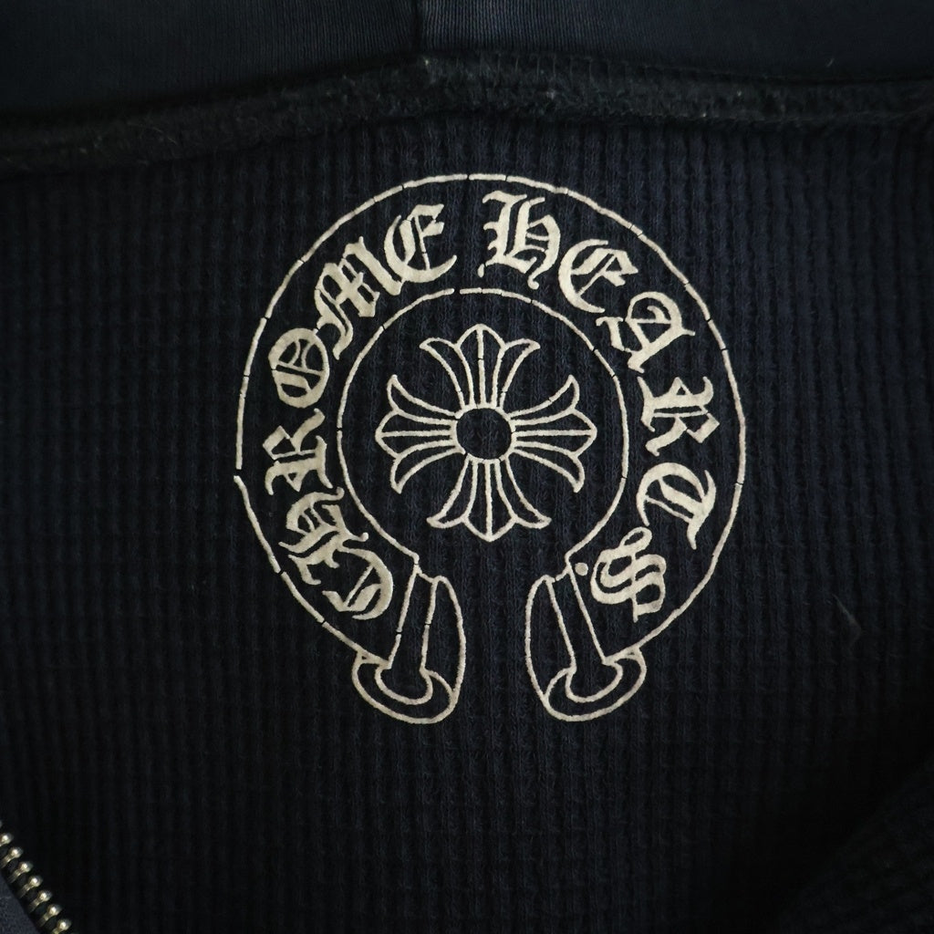 CHROME HEARTS(クロムハーツ) OLD SWTSHRT HD ZIP オールド 裏地サーマル 星条旗 ホースシュープリント ダガージップ スウェット ジップアップパーカー ブラック