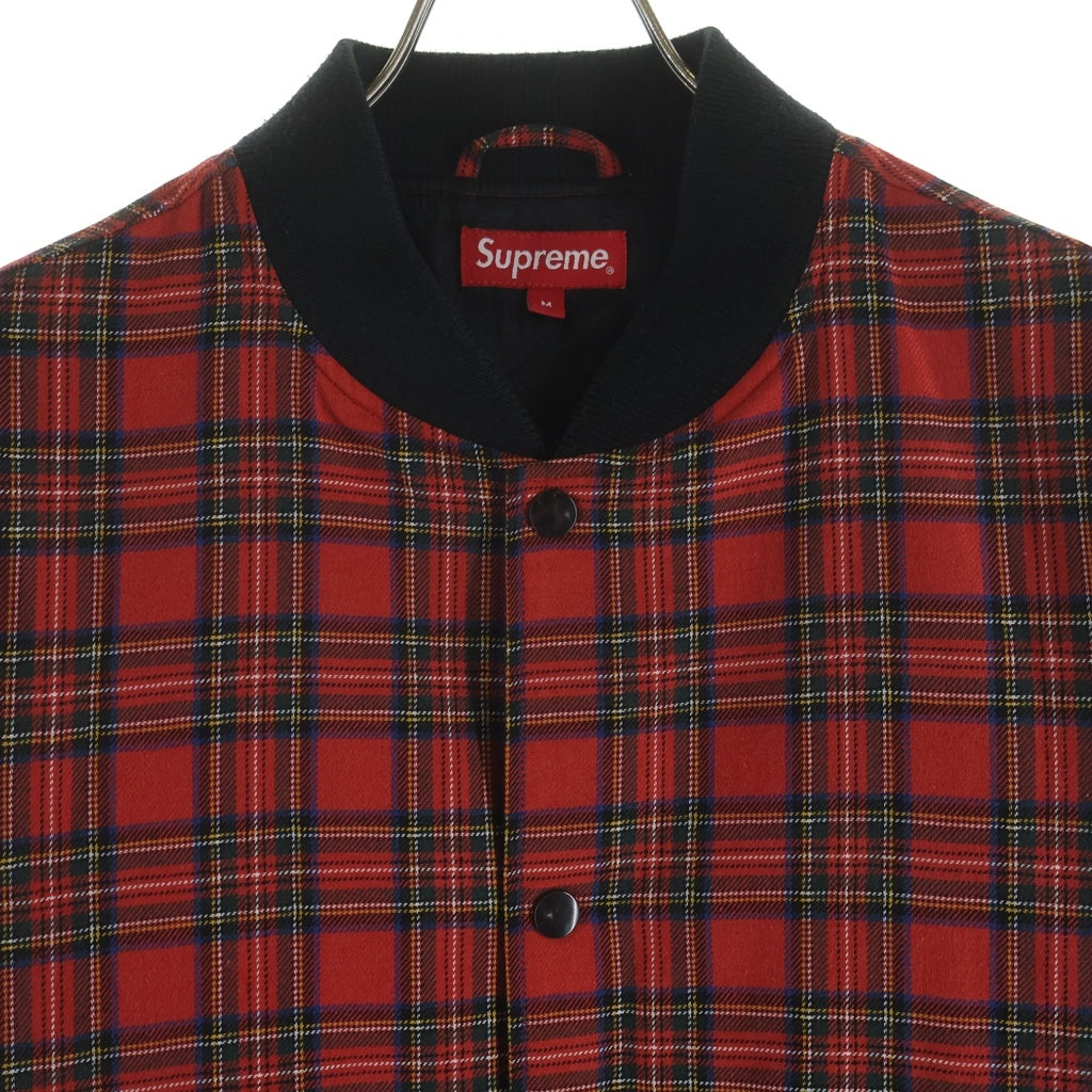 SUPREME(シュプリーム) 13AW Plaid Bomber プレイドボンバー チェック柄 スナップボタン リブブルゾン レッド