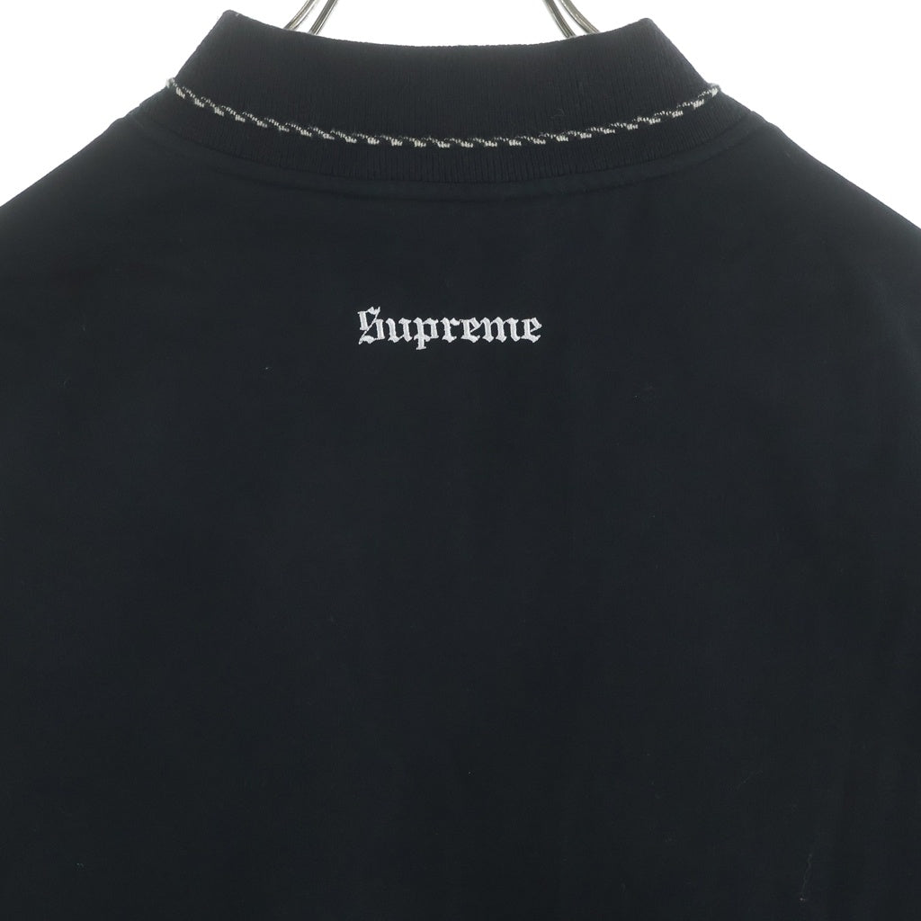 SUPREME(シュプリーム) 18AW Diamond Rayon Bomber ダイヤモンドレーヨンボンバー ニット切替 ジップアップ 中綿リブブルゾン ブラック