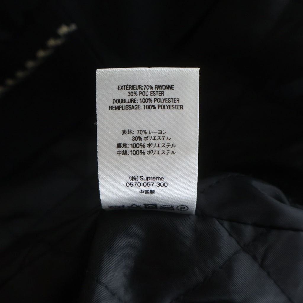 SUPREME(シュプリーム) 18AW Diamond Rayon Bomber ダイヤモンドレーヨンボンバー ニット切替 ジップアップ 中綿リブブルゾン ブラック