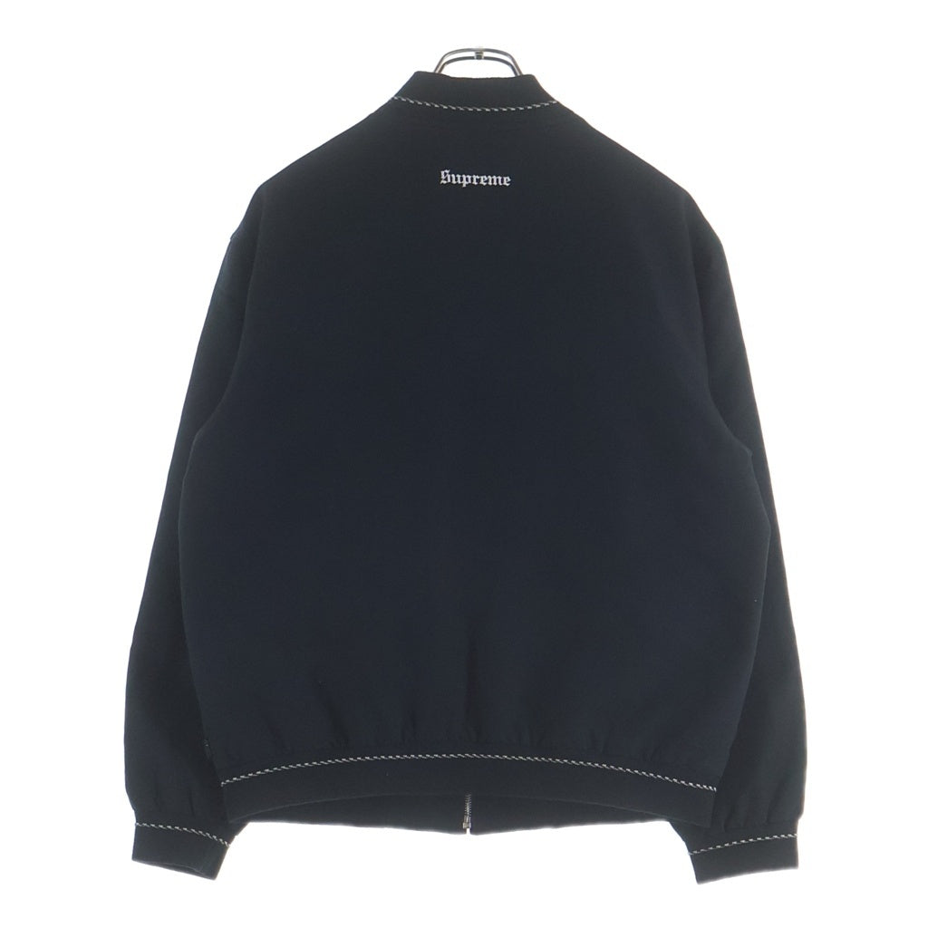 SUPREME(シュプリーム) 18AW Diamond Rayon Bomber ダイヤモンドレーヨンボンバー ニット切替 ジップアップ 中綿リブブルゾン ブラック