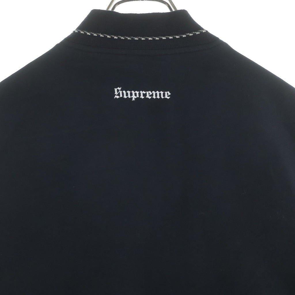 SUPREME(シュプリーム) 18AW Diamond Rayon Bomber ダイヤモンドレーヨンボンバー ニット切替 ジップアップ 中綿リブブルゾン ブラック
