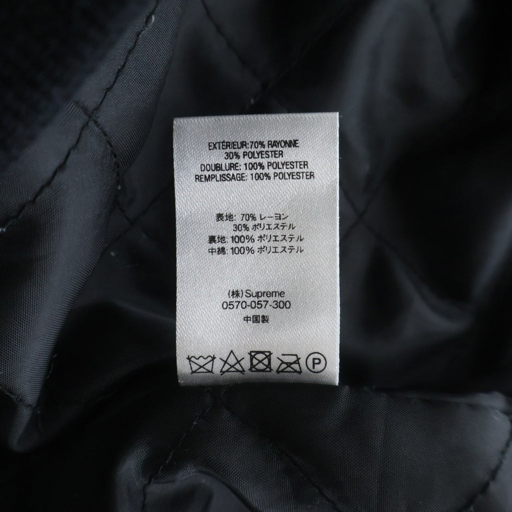 SUPREME(シュプリーム) 18AW Diamond Rayon Bomber ダイヤモンドレーヨンボンバー ニット切替 ジップアップ 中綿リブブルゾン ブラック