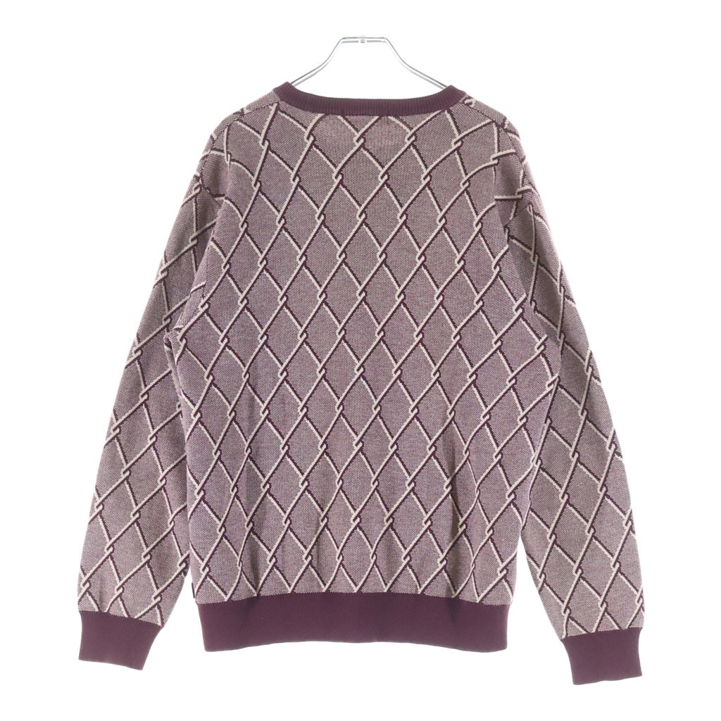 SUPREME(シュプリーム) 14AW Chain Link Sweater チェーンリンク 総柄 クルーネックニットセッター バーガンディー