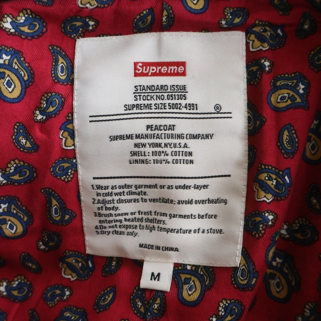 SUPREME(シュプリーム) 11AW Peacoat コットンモールスキン 裏地ペイズリーピーコート ネイビー