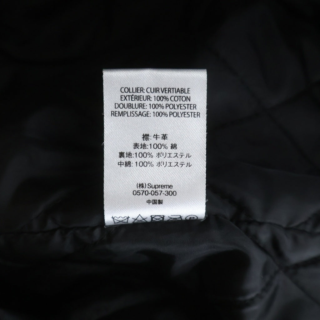 SUPREME(シュプリーム) 20AW Leather Collar Work Jacket 襟レザー切替 フラワー柄 中綿ジップアップワークジャケット レッド/グリーン