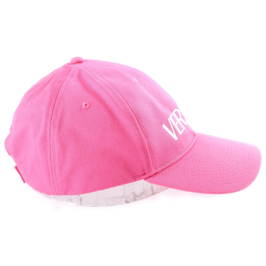 VERSACE(ヴェルサーチ) LOGO COTTON BASEBALL CAP ロゴエンブロイダリー ベースボールキャップ ピンク ICAP004S 1A07230 レディース