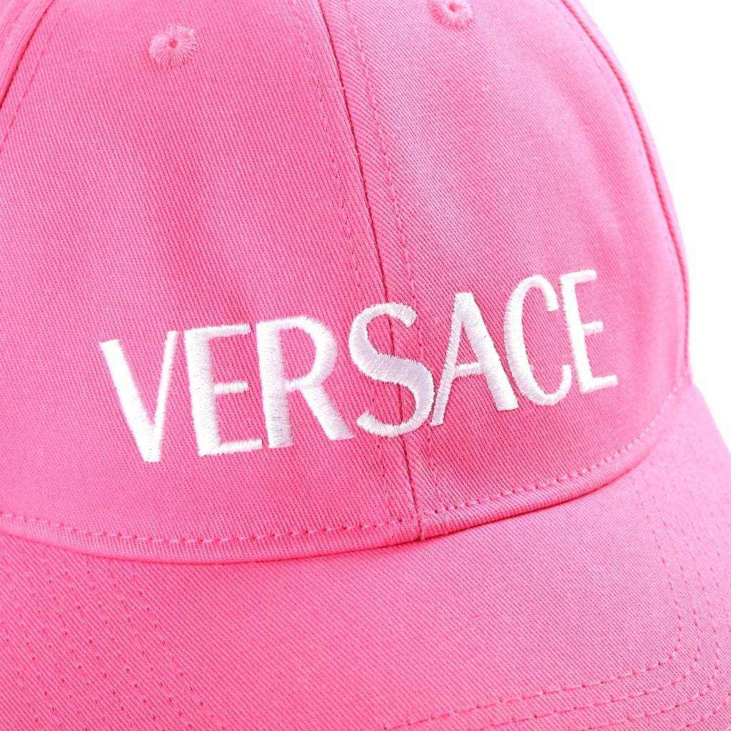 VERSACE(ヴェルサーチ) LOGO COTTON BASEBALL CAP ロゴエンブロイダリー ベースボールキャップ ピンク ICAP004S 1A07230 レディース