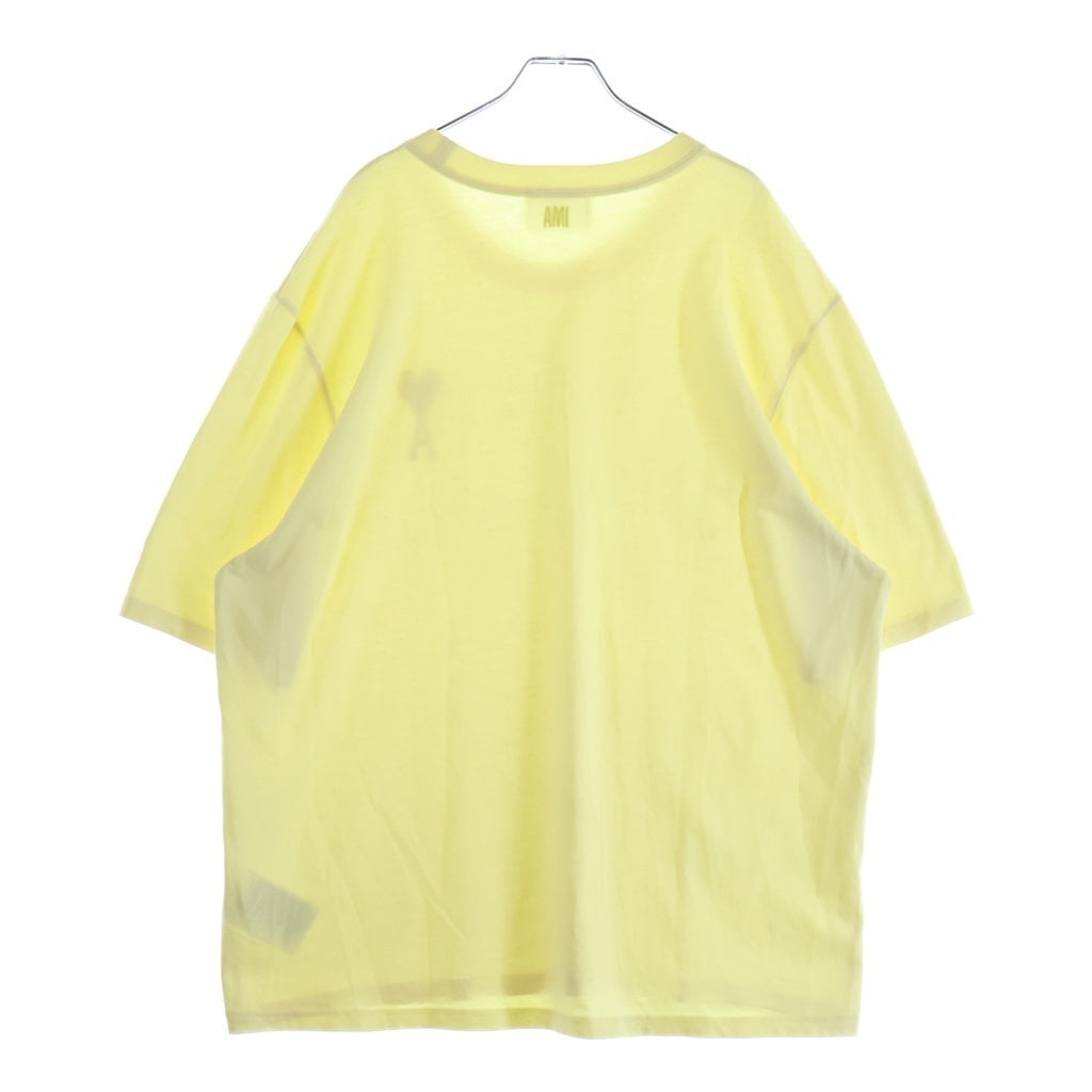 ami paris(アミパリス) 22SS ロゴ ハート刺繍 Tシャツ 半袖クルーネックカットソー イエロー E22UTS002.726