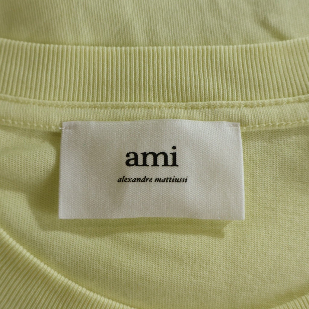ami paris(アミパリス) 22SS ロゴ ハート刺繍 Tシャツ 半袖クルーネックカットソー イエロー E22UTS002.726