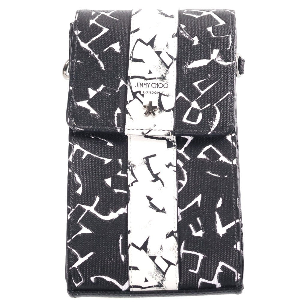 JIMMY CHOO(ジミーチュウ) ×ERIC HAZE PHONE HOLDER エリックヘイズ スマートフォン ストラップショルダーバッグ イタリア製 ブラック/ホワイト FVO 218 レディース