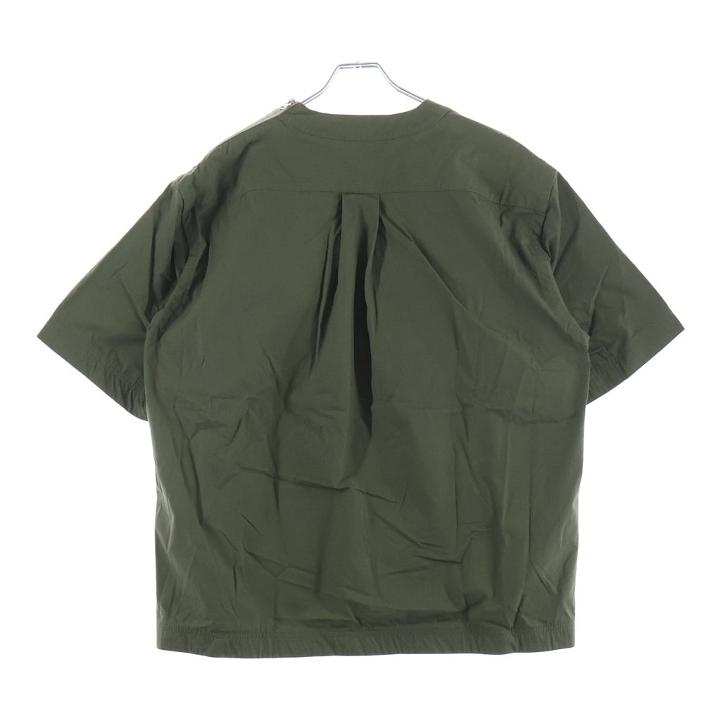 Sacai(サカイ) 21SS Cotton Nylon Oxford Pullover コットンナイロン 肩ジッパー加工 オックスフォード 半袖プルオーバー カーキ 21-02503M