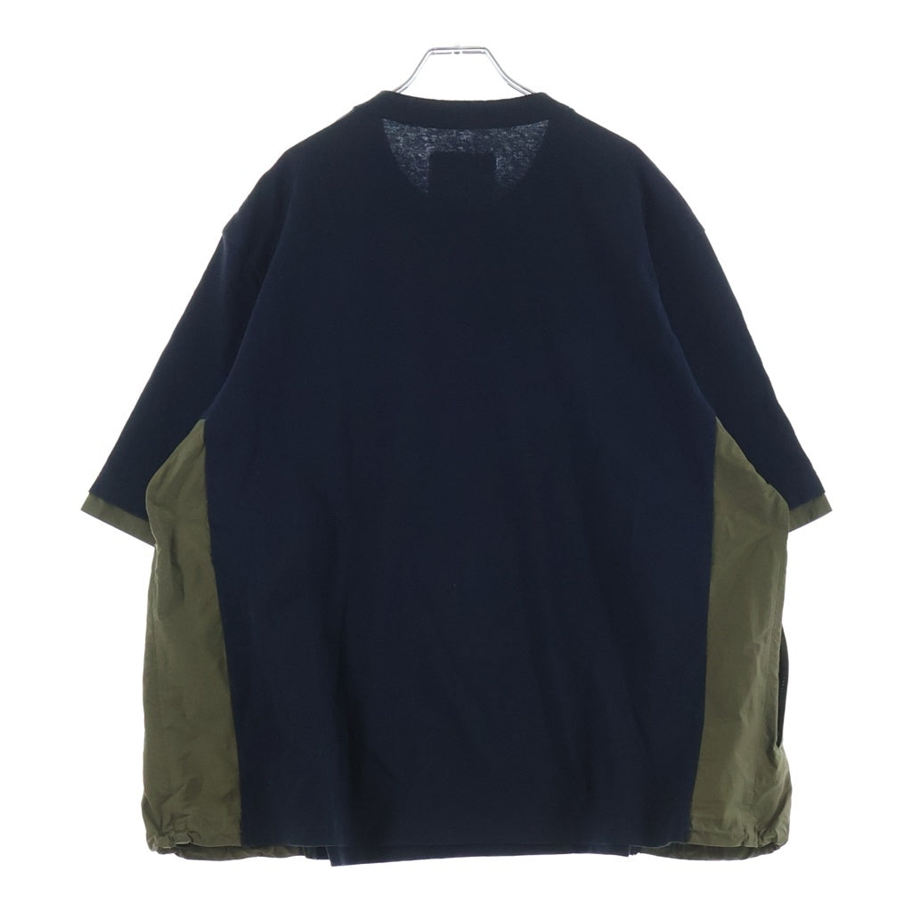 Sacai(サカイ) 22SS Sport Mix Tee スポーツミックス 異素材ドッキング加工Tシャツ 半袖クルーネックカットソー ネイビー/カーキ 22-02872M