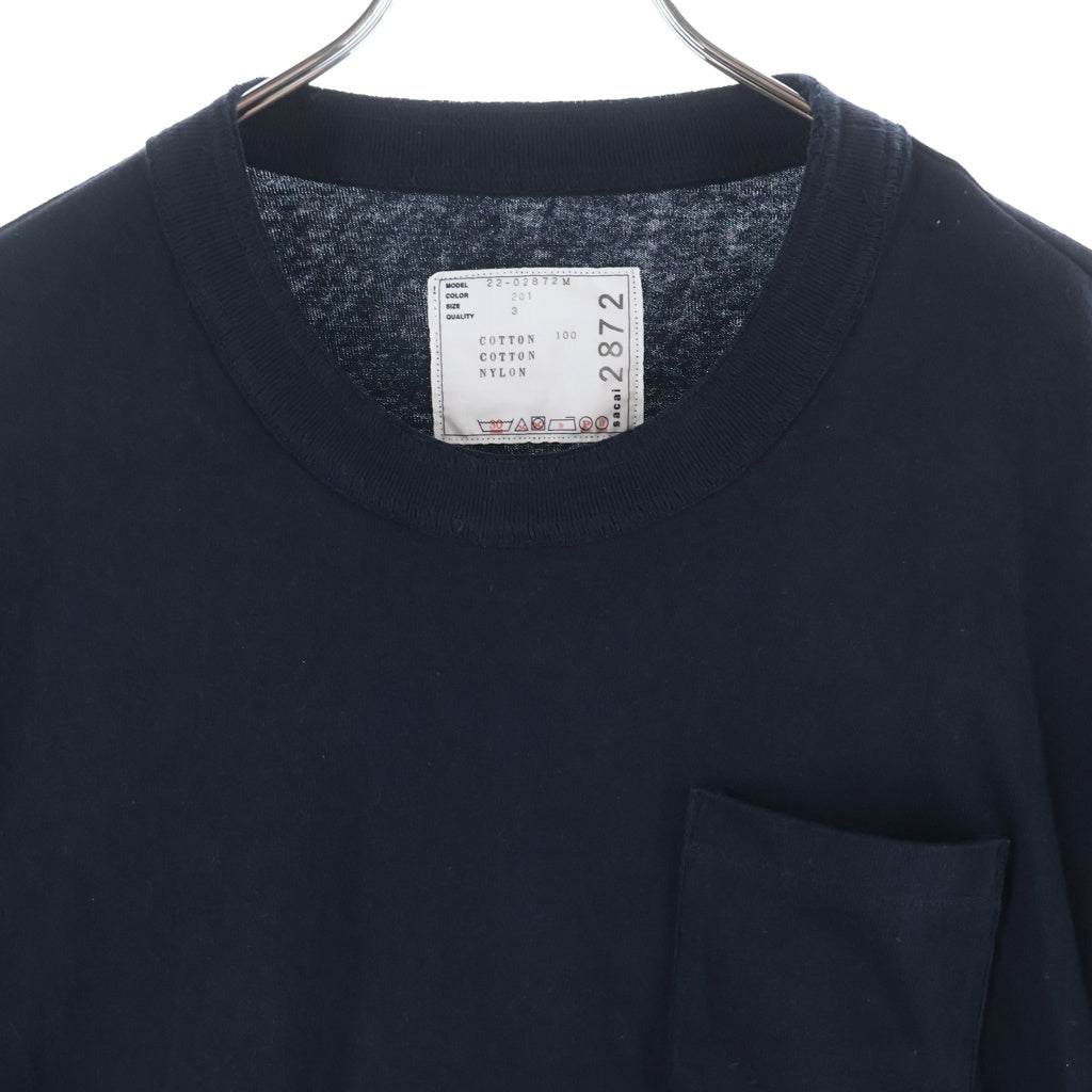 Sacai(サカイ) 22SS Sport Mix Tee スポーツミックス 異素材ドッキング加工Tシャツ 半袖クルーネックカットソー ネイビー/カーキ 22-02872M