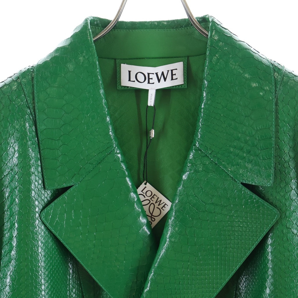 LOEWE(ロエベ) DOUBLE BREASTED JACKET パイソンレザー ダブルブレストコート ジャケット グリーン HSM1Y34L23