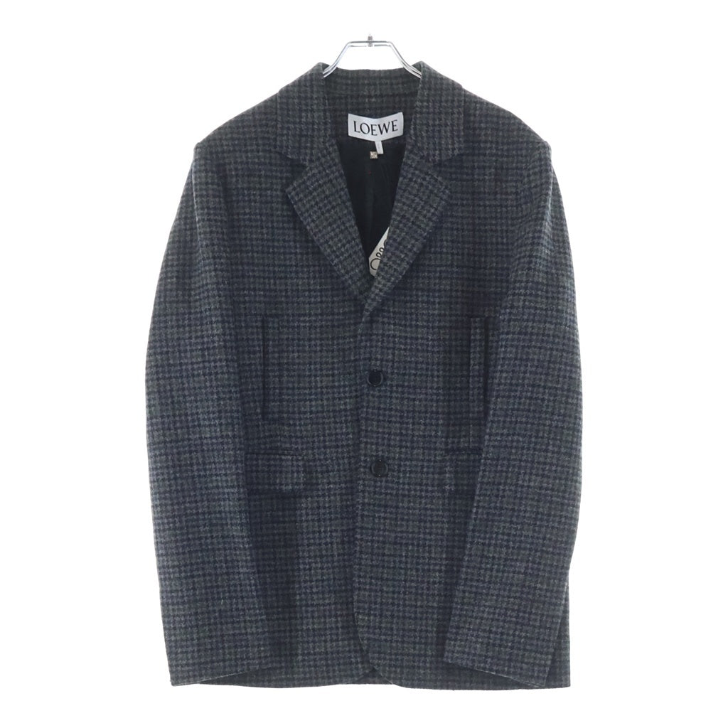 LOEWE(ロエベ) 24AW SINGLE BREASTED JACKET 千鳥格子 レーヨン混 シングルブレストジャケット グレー HSM1Y03W08