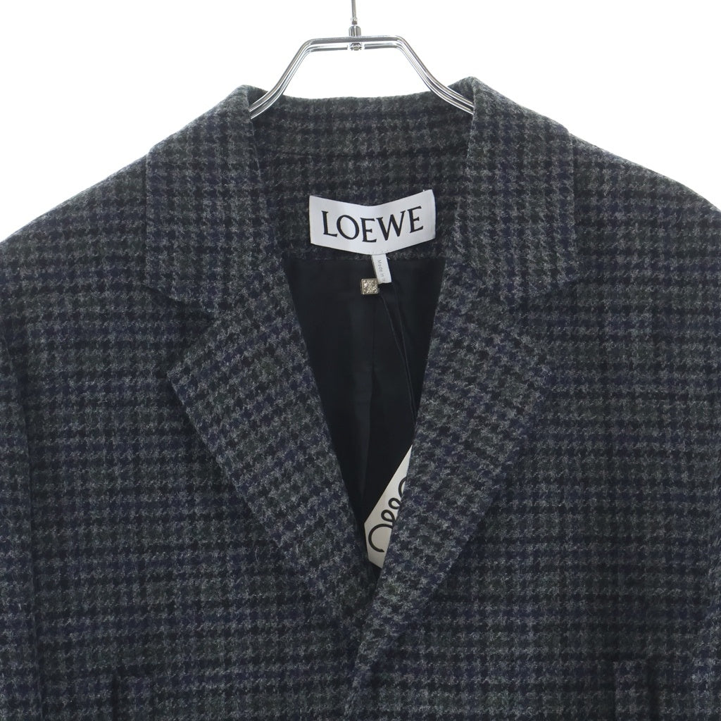 LOEWE(ロエベ) 24AW SINGLE BREASTED JACKET 千鳥格子 レーヨン混 シングルブレストジャケット グレー HSM1Y03W08